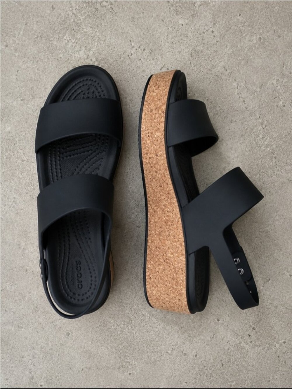 Crocs Brooklyn Cork Low Wedge Sandals Black Women’s Size 7 Platform Streetwear